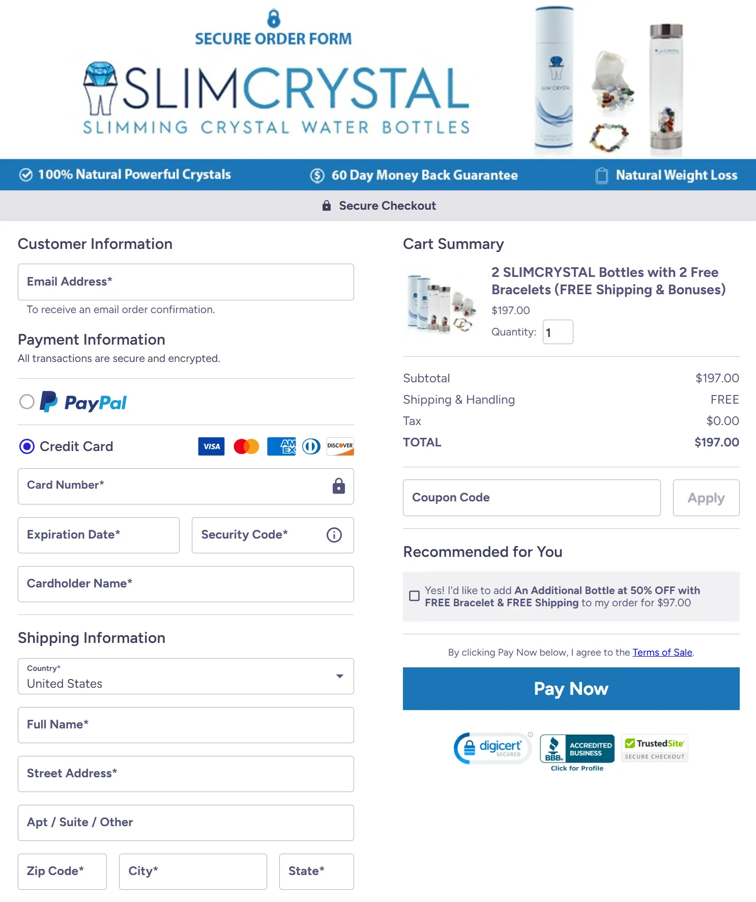 SlimCrystal checkout page